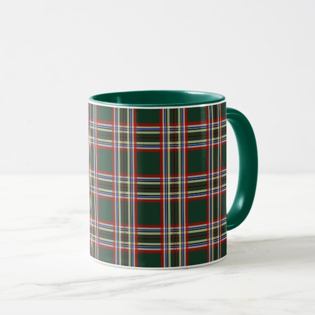 Caneca de Férias Xadrez Verde Retro (Frente Esquerda)