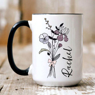 Caneca de Flor de Nascimento Personalizada Coquett