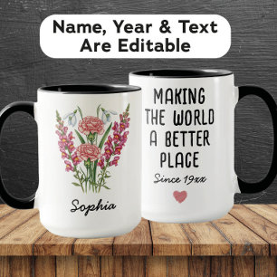 Caneca de Flor de Nascimento Personalizada de Jane