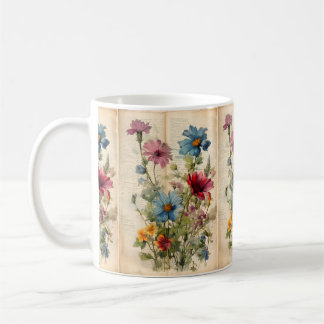 Caneca de flor selvagem púrpura e azul