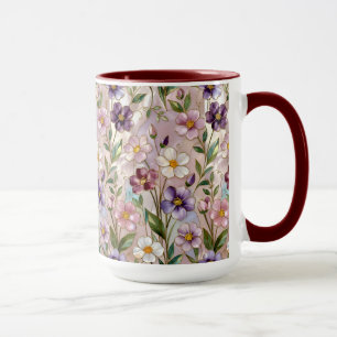 Caneca de Flor Silvestre Colorido Floral Botânico