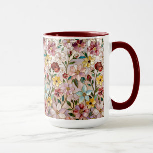 Caneca de Flor Silvestre Colorido Floral Botânico