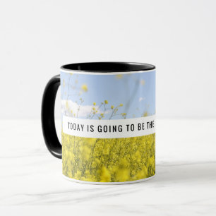 Caneca de Flores Amarelas Motivacionais