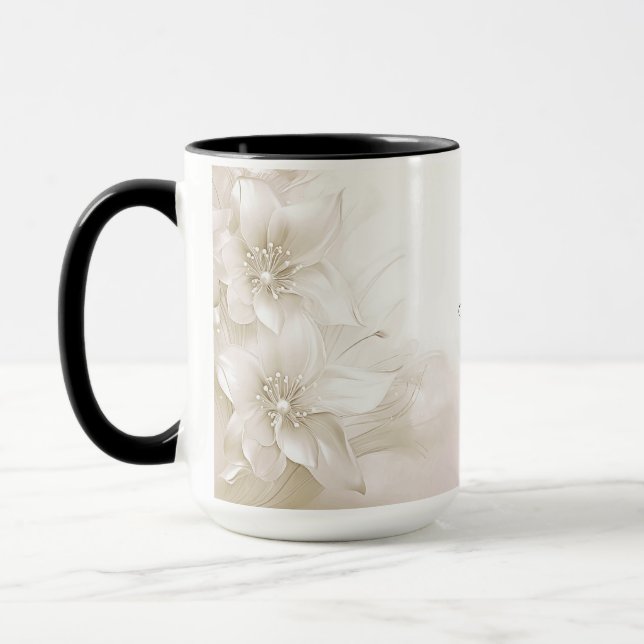Caneca de Flores Brancas de Marfim (Esquerda)