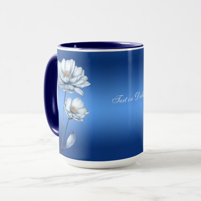 Caneca de Flores de Aquarela Azul (Frente Esquerda)
