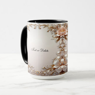 Caneca de Flores Rosa Suave e Branca