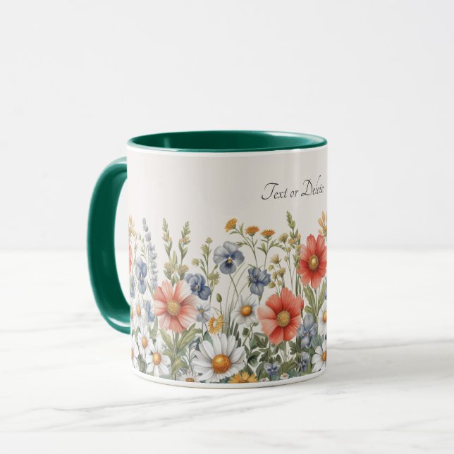 Caneca de Flores Silvestres Coloridas (Frente Esquerda)