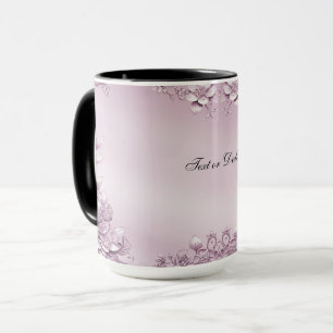 Caneca de Folhagem Floral Rosa