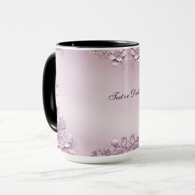 Caneca de Folhagem Floral Rosa (Frente Esquerda)
