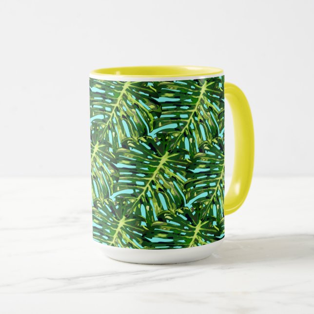 Caneca de Folhas de Monstera - Verdura (Frente Esquerda)