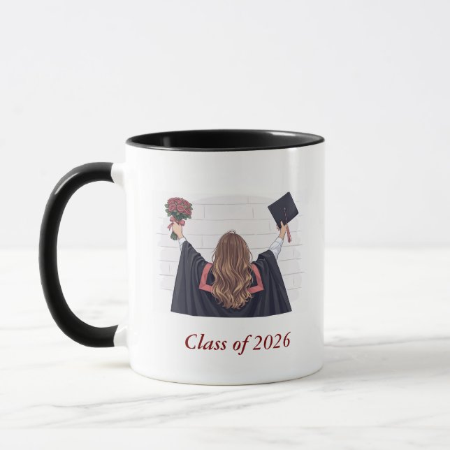 Caneca de Formatura Ilustrada da Turma de 2026 – P (Esquerda)