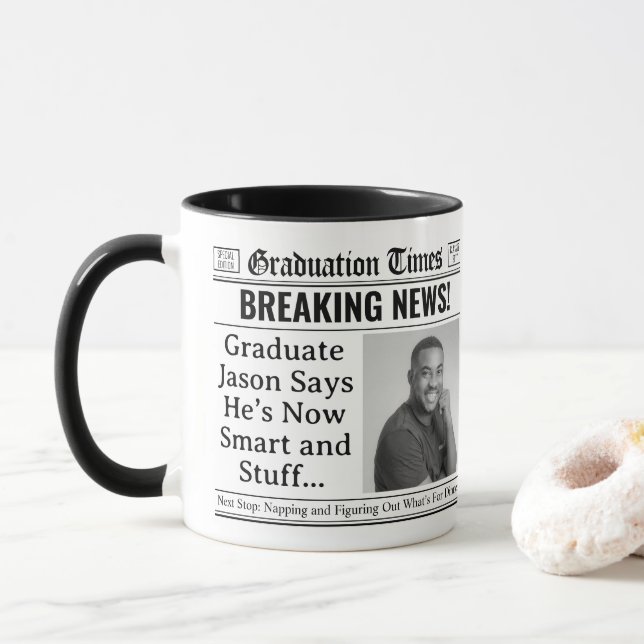 Caneca de Formatura Personalizada, Jornal Personal (Com Donut)