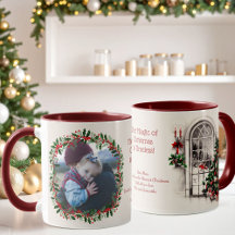 Caneca de Foto com Janela de Natal e Azevinho em S