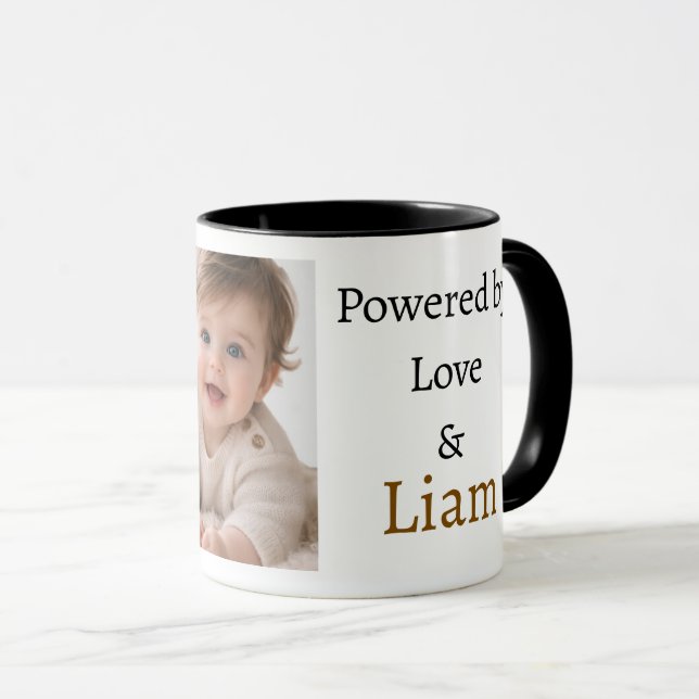 Caneca de Foto com Nome Personalizado e Frase Powe (Frente Esquerda)