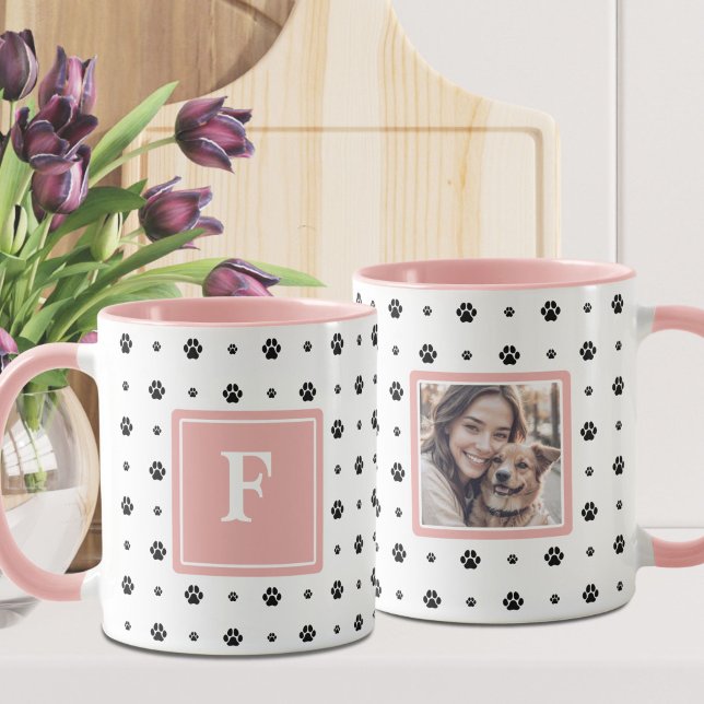 Caneca de Foto com Pata de Cachorro Monograma Bran (Criador carregado)