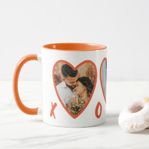 Caneca de Foto Corações Laranja do Dia dos Namorad