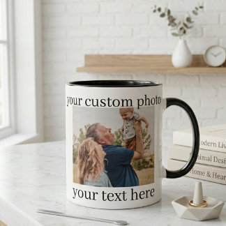 Caneca de Foto da Família Casal e Filho Presente P