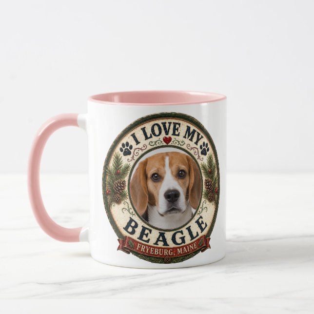 Caneca de Foto de Animal Personalizada Eu Amo Meu  (Esquerda)