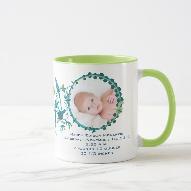 Caneca de Foto de Bebê Menino Estatísticas de Bebê (Direita)
