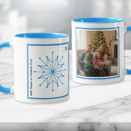 Caneca de Foto de Floco de Neve de Férias Azul Bri
