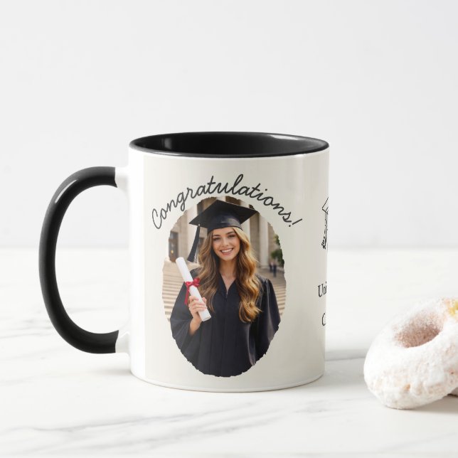 Caneca de Foto de Formatura Personalizada Parabéns (Com Donut)