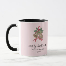 Caneca de foto de Natal com letra moderna preta