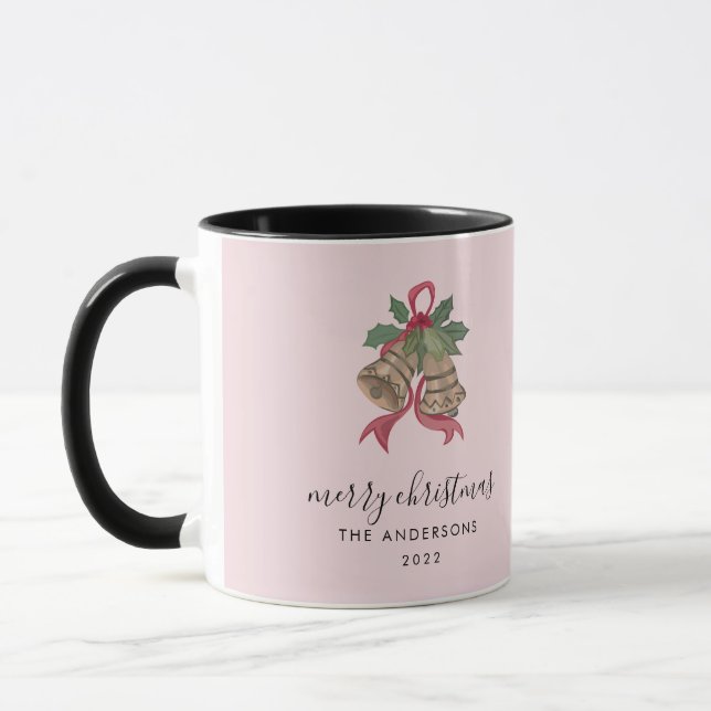 Caneca de foto de Natal com letra moderna preta (Esquerda)