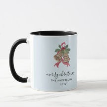 Caneca de foto de Natal com letra moderna preta