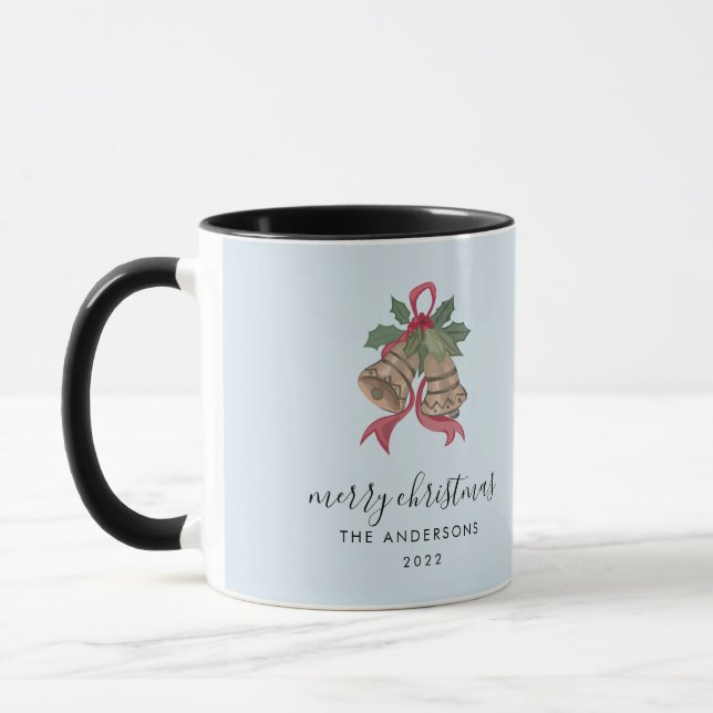 Caneca de foto de Natal com letra moderna preta (Esquerda)