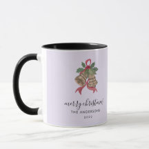 Caneca de foto de Natal com letra moderna preta