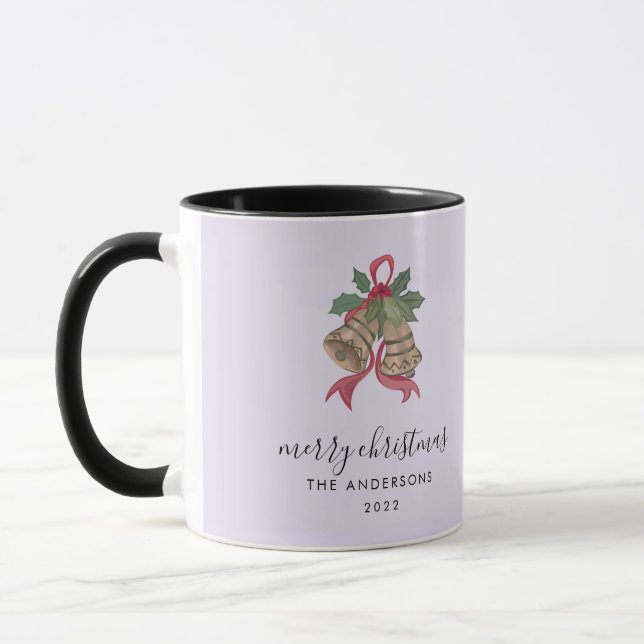 Caneca de foto de Natal com letra moderna preta (Esquerda)