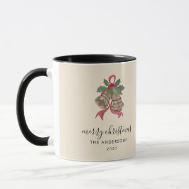 Caneca de foto de Natal com letra moderna preta