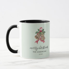 Caneca de foto de Natal com letra moderna preta