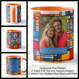 Caneca de Foto de Vidro Colorido de Irmão de 30 An