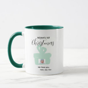Caneca de Foto do 1º Natal do Bebê - Personalizada