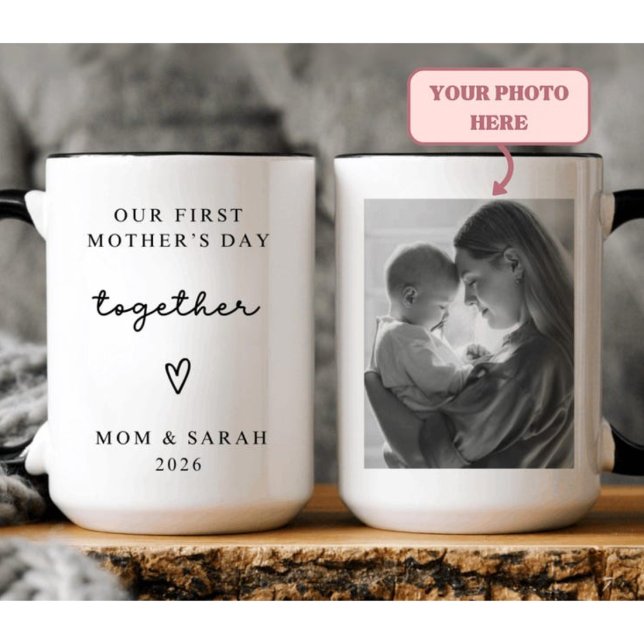 Caneca de Foto do Primeiro Dia das Mães Juntos Per (Criador carregado)