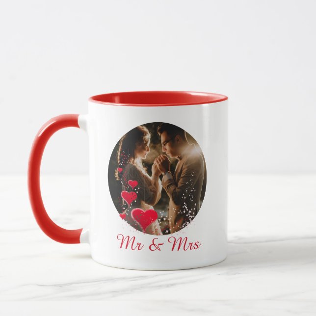 Caneca de Foto dos Pássaros do Amor Sr Sra (Esquerda)