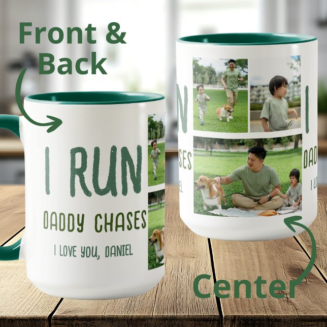Caneca de Foto Eu Corro Papai Persegue (Criador carregado)
