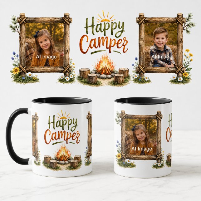 Caneca de Foto Feliz Camper (Criador carregado)