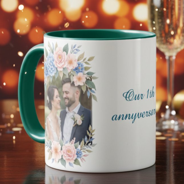 Caneca de Foto Personalizada de 1º Aniversário (Criador carregado)