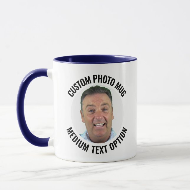 Caneca de Foto Personalizada NAVY BLUE com Texto M (Esquerda)
