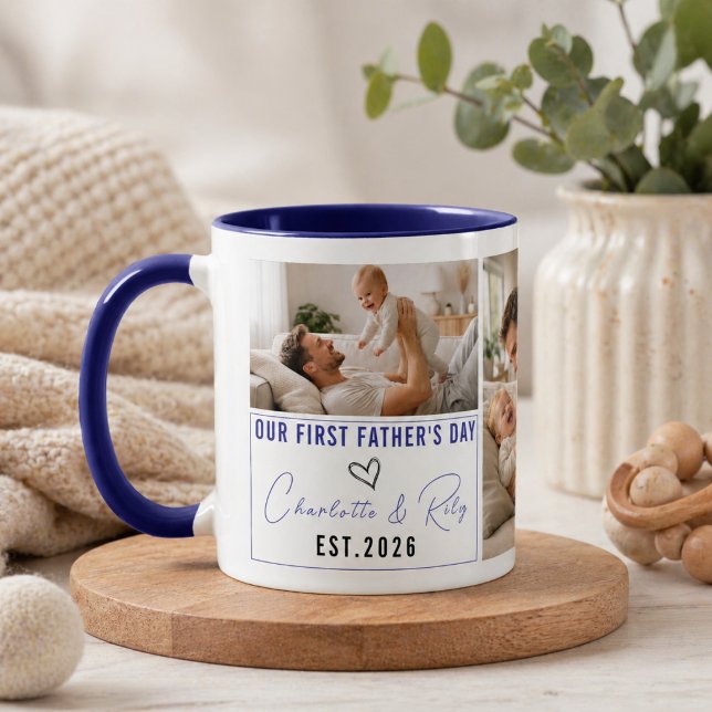 Caneca de Foto Personalizada – Nosso Primeiro Dia  (Personalized Photo Mug – Our First Father’s Day)