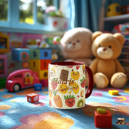 Caneca de Frutas Kawaii Personalizada para Criança
