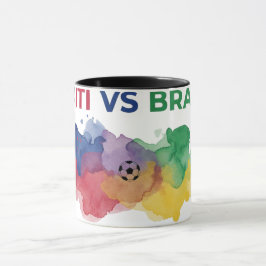 Caneca de Futebol Bandeira Mapa Aquarela Haiti vs