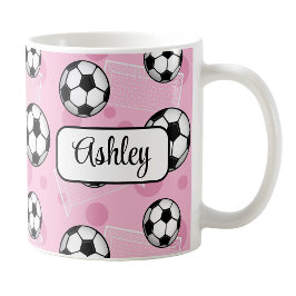 Caneca de Futebol Rosa Personalizada