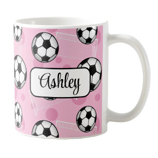 Caneca de Futebol Rosa Personalizada