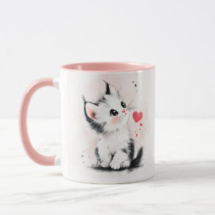 Caneca de Gatinho Adorável em Aquarela – Presente