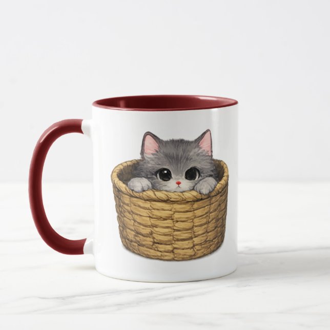 Caneca de Gatinho na Cesta (Esquerda)