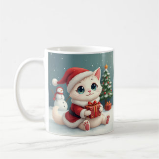 Caneca de Gato de Natal Branco