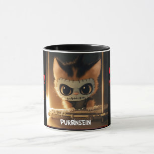 Caneca de Gato Divertida de Halloween Purrinstein